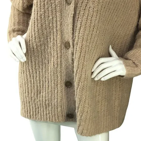 Jenni Kayne Women Size XS Cardigan Cocoon Sweater Knit Alpaca Wool Blend Oatmeal